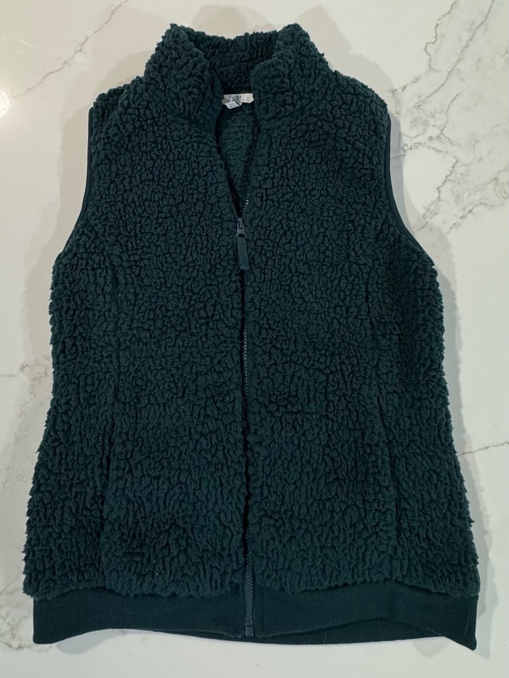 Time and Tru Dark Green Sherpa Zip Vest